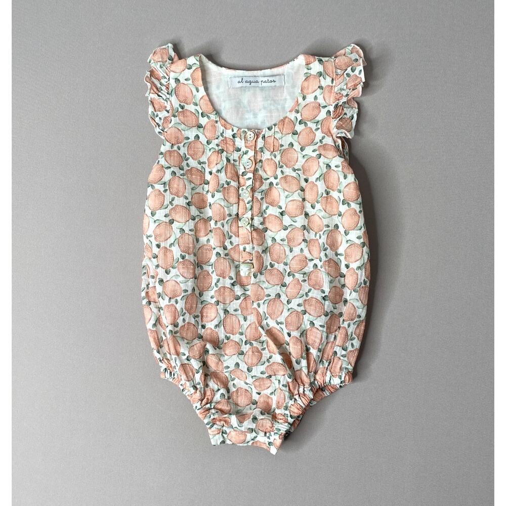 Al Agua Patos Turtle Print Ranita Tortuga Cotton Bubble Romper Girls 12 Mo
